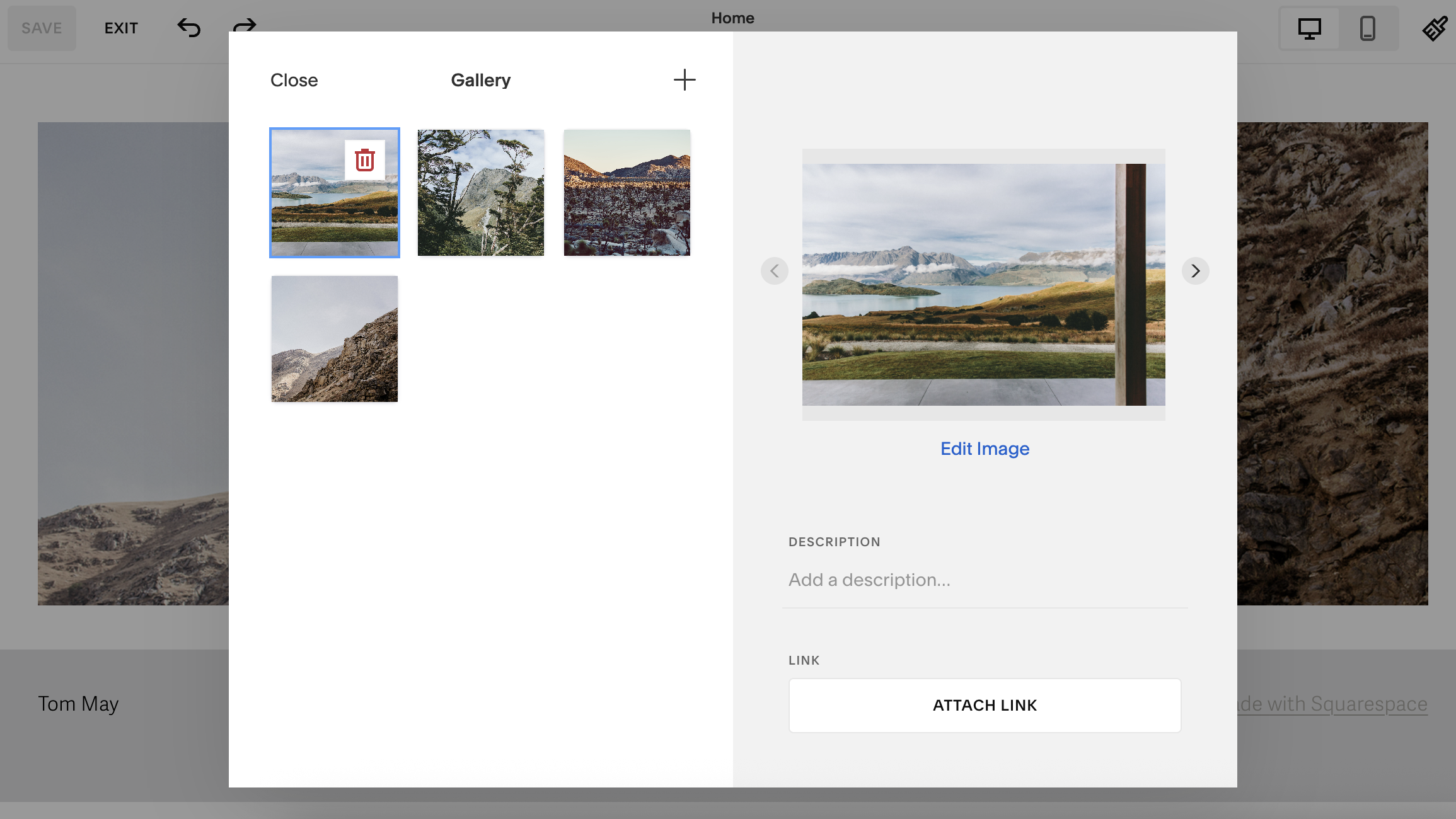 Screengrab showing images being updated in Squarespace interface