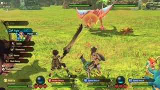 Gameplay showcasing battle with a Buddy and their Monstie in Monster Hunter Stories 2