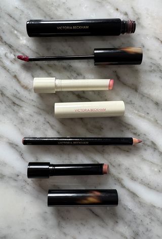 Victoria Beckham Beauty lip stain, lip balm, lip liner and lipstick