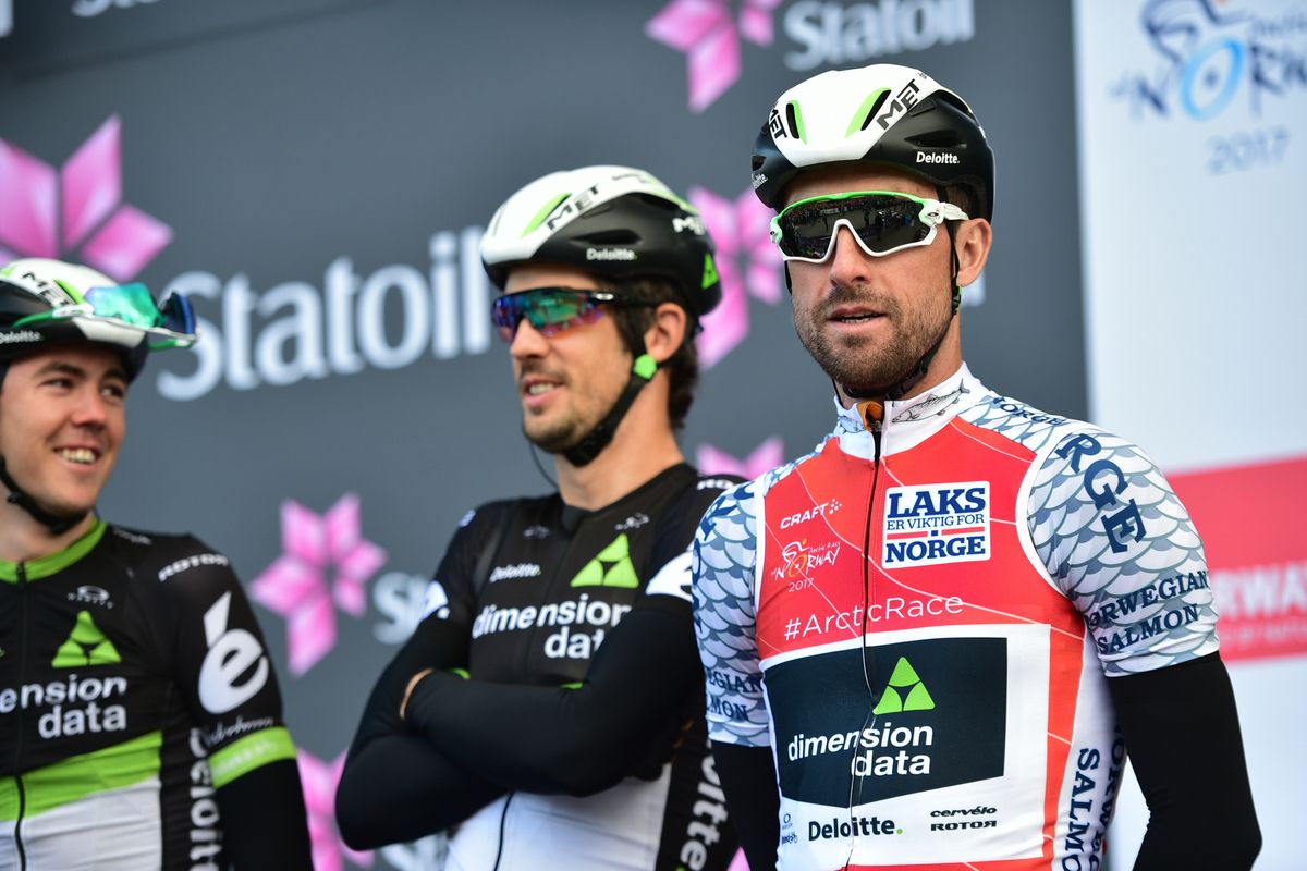 Bernie Eisel in the salmon KOM jersey
