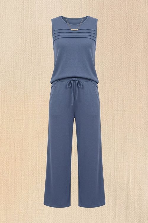 Two Piece Set Casual Wide Leg Pants Vacation Lounge Sets