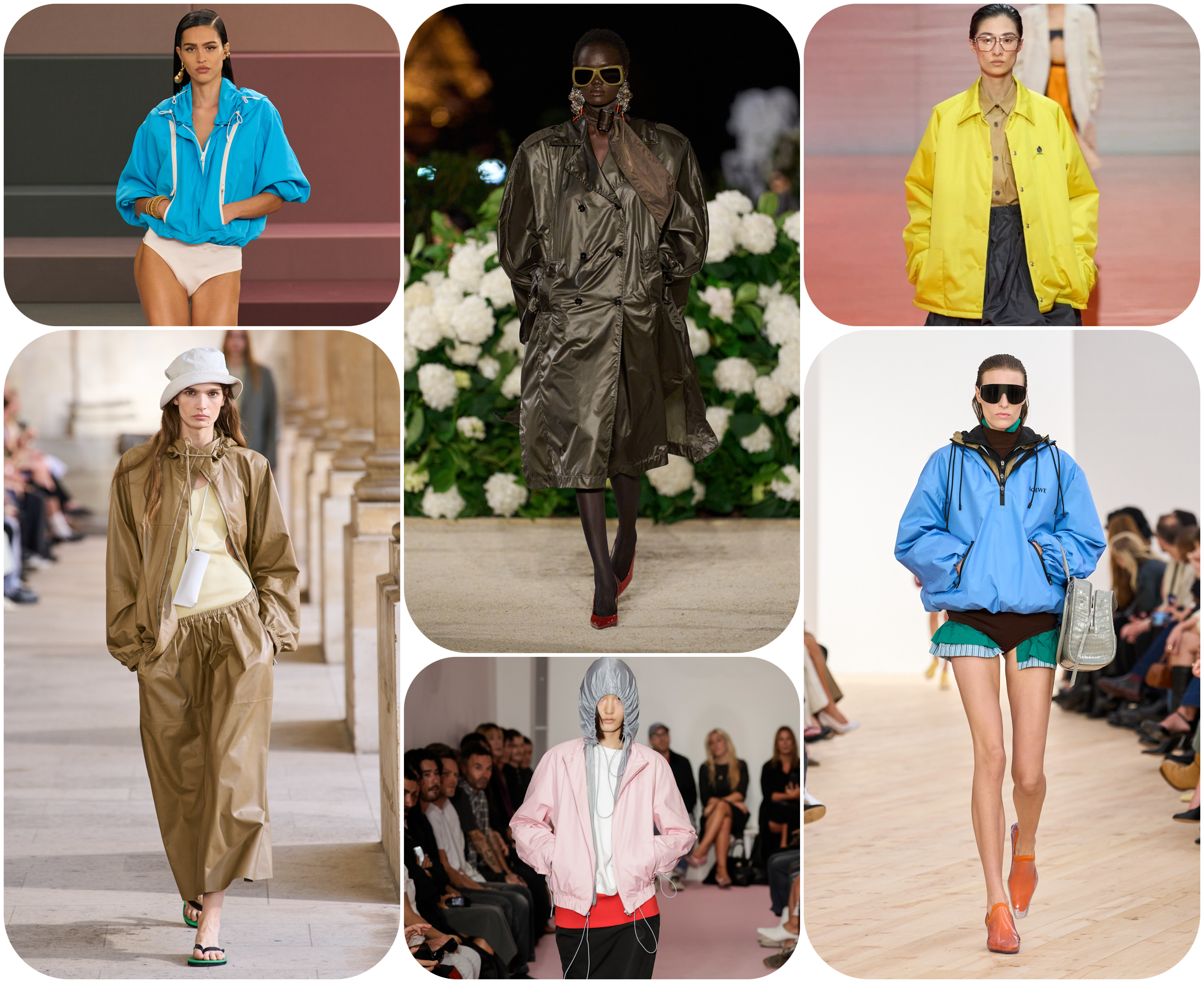 spring 2026 jacket trends, windbreaker jackets at Fendi, Auraleee, Fendi, Lii, Prada, and Loewe