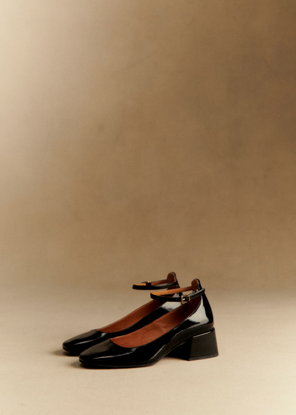 M&amp;eacute;lanie Mary Janes - Patent Black - Patent Cowide Leather - S&amp;eacute;zane