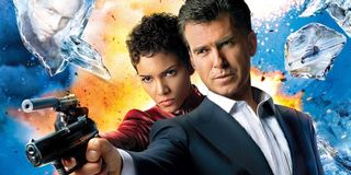 Die Another Day Halle Berry and Pierce Brosnan amidst exploding ice