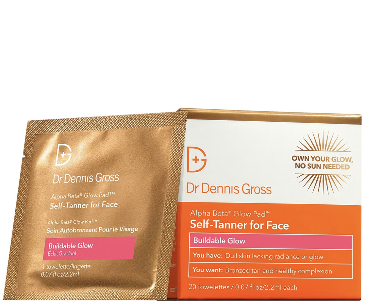 Dr Dennis Gross, Dr Dennis Gross Skincare Alpha Beta Glow Pad Self-Tanner for Face (20 Pack)