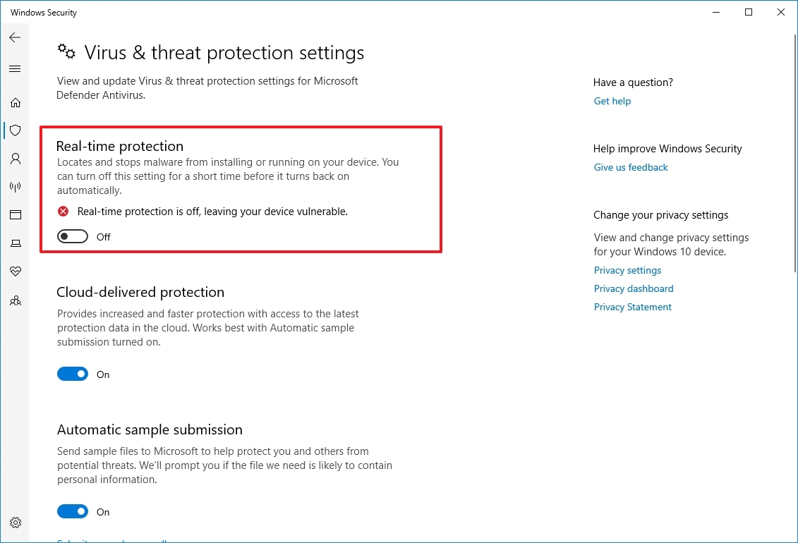 Disable Defender Antivirus troubleshoot network