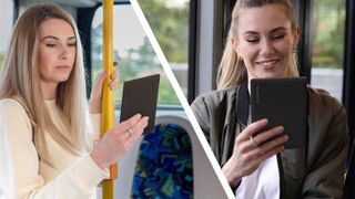 Two women holding PocketBook ereaders