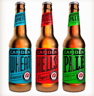 Individual colours and fonts help differentiate the different types of lager