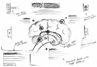 The Brain section was so strong that Epiphany discussed making it the lead area of the site. The layout remained largely the same from sketch to finished piece.