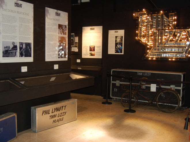 Thin Lizzy's famous glittering stage logo is among the items on display