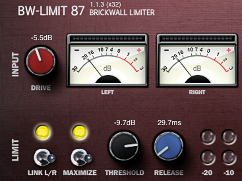BW-Limit 87 aims to provide super-clean limiting, and it does this remarkably well.