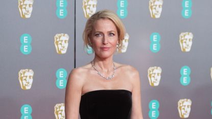 us actress gillian anderson poses on the red carpet upon arrival at the bafta british academy film awards at the royal albert hall in london on february 2, 2020 photo by tolga akmen afp photo by tolga akmenafp via getty images
