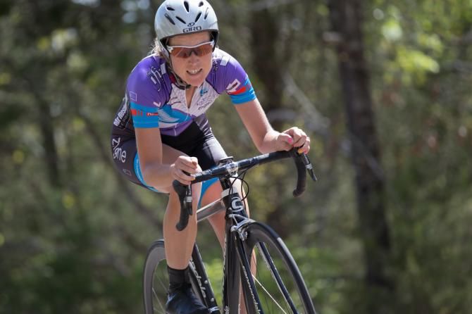 Lauren Stephens (FCS Zngine p/b Mr. Restore) finished third in the uphill time trial. Stephens won the Presbyterian Hospital Invitational Criterium earlier this month.