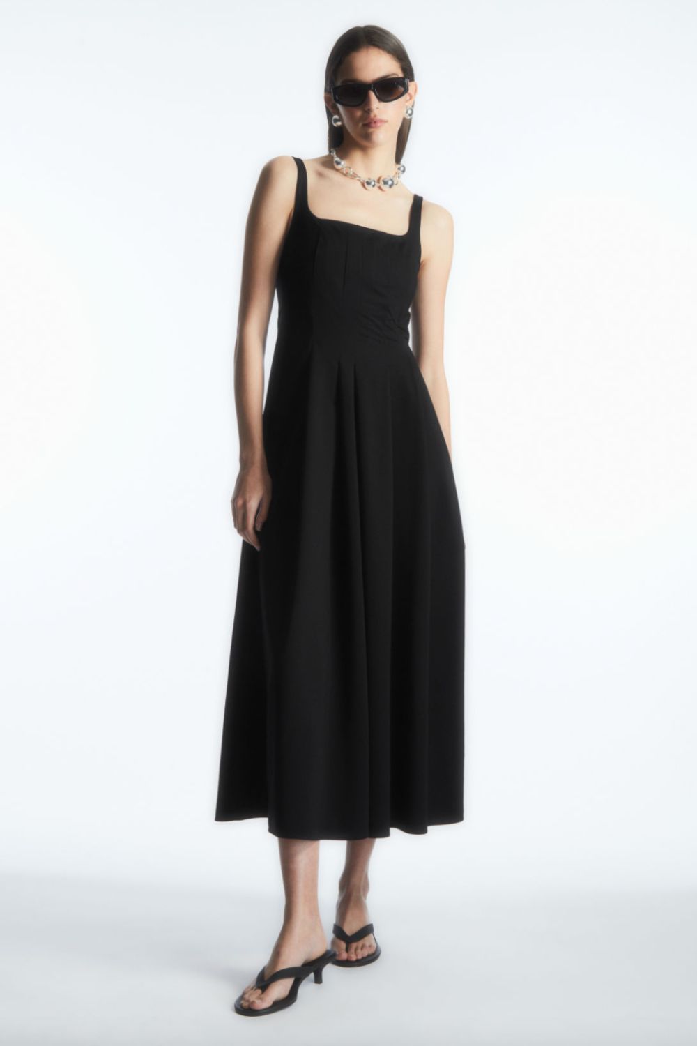 Cos Pleated Jersey Midi Dress