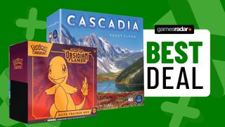 An Elite Trainer box and Cascadia beside a 'best deal' badge