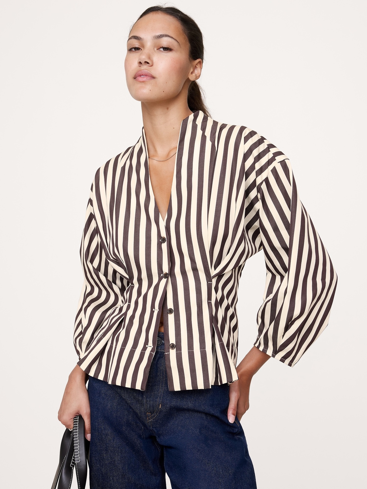 Banana Republic, Cotton Poplin Cinched-Waist Shirt