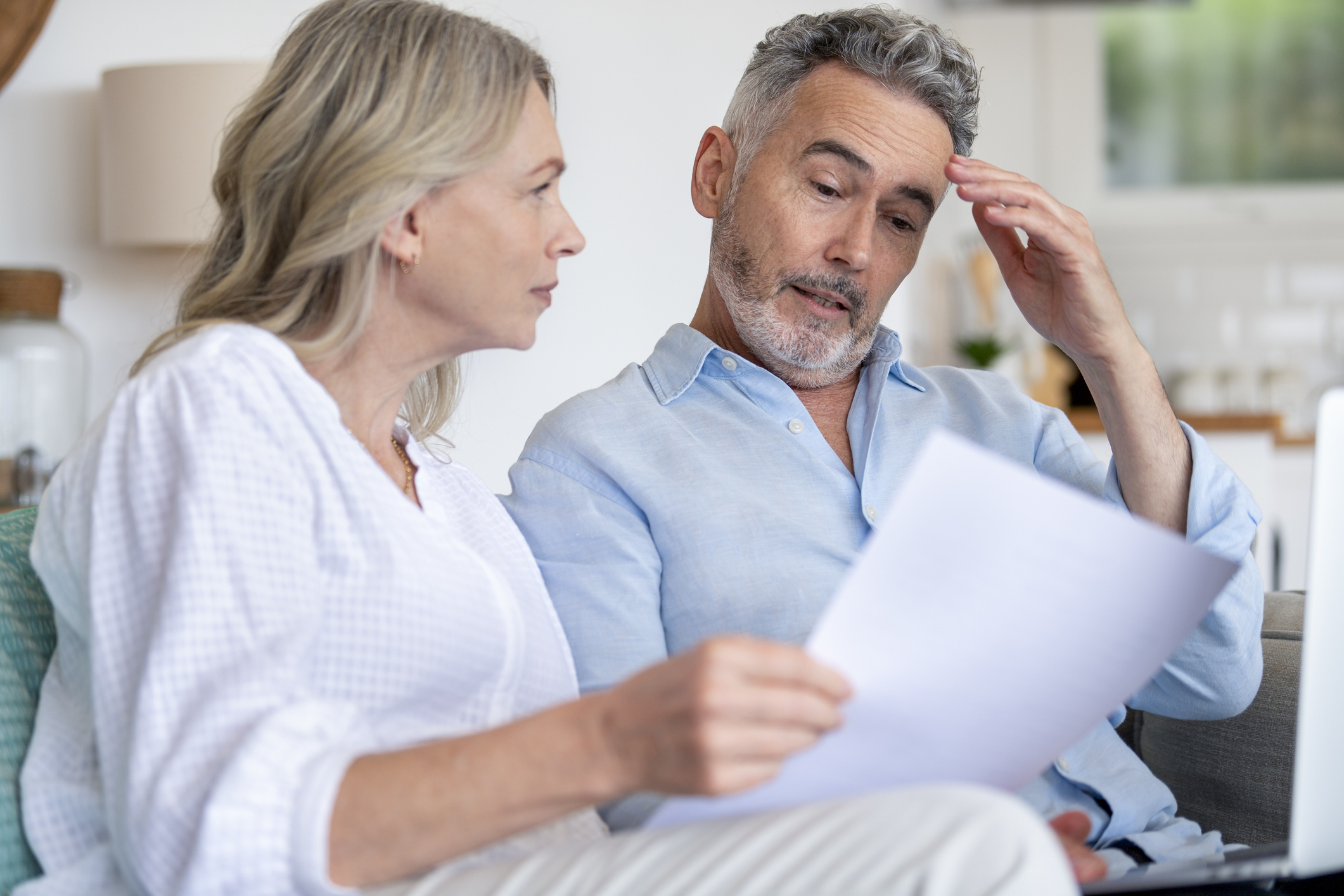 couple discussing finances. 
