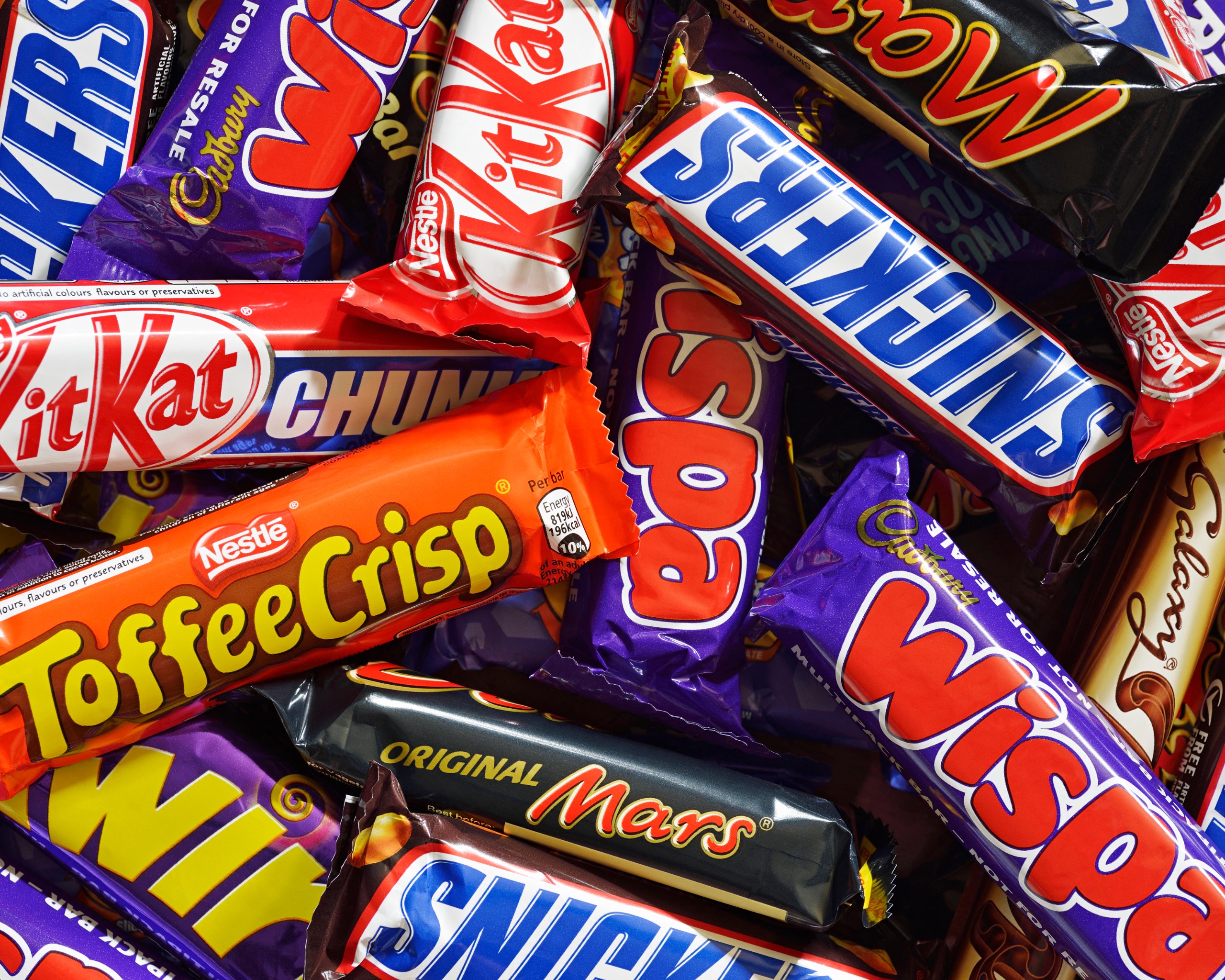 Pile of traditional chocolate bars