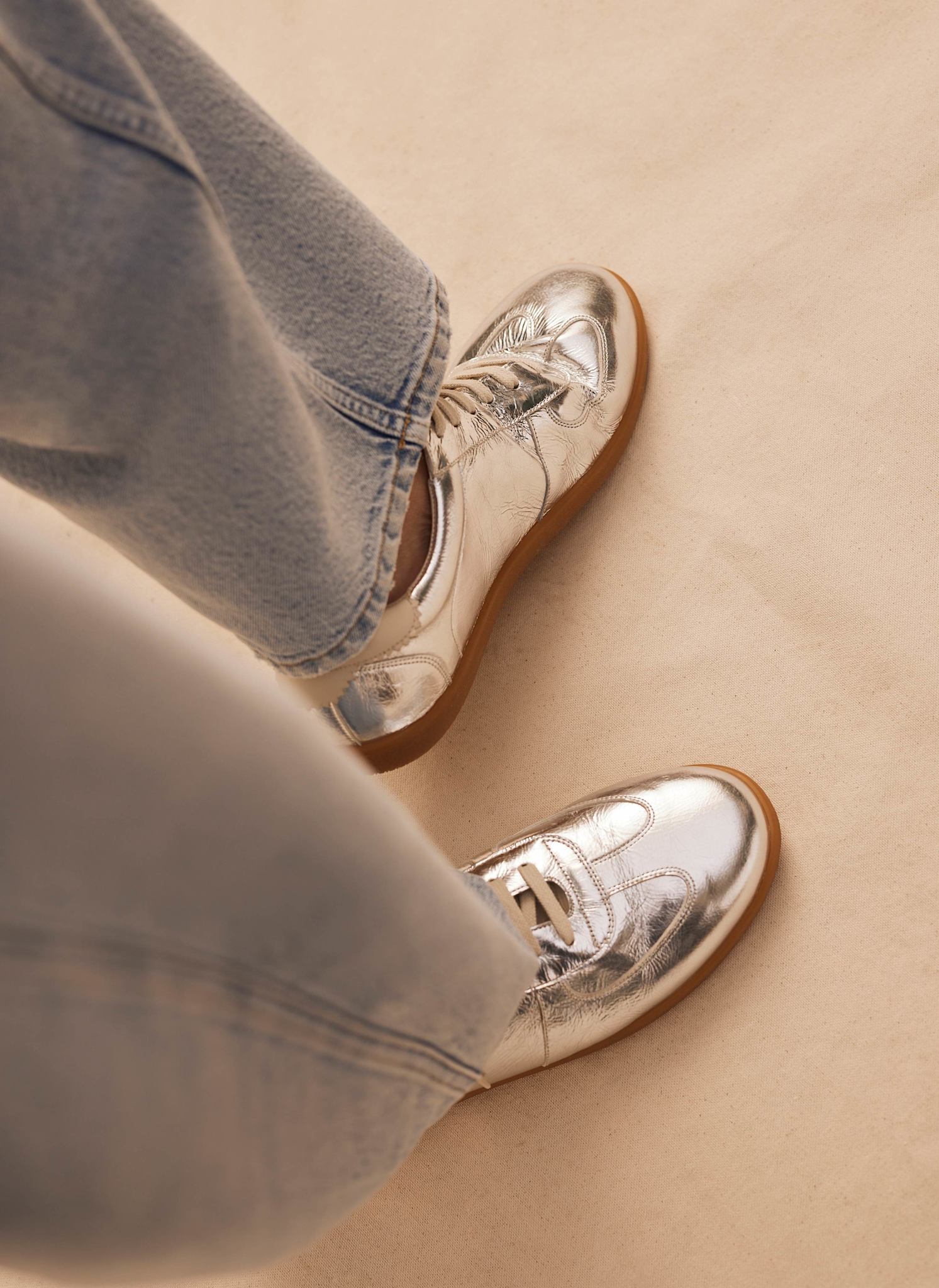 Mia Silver Leather Trainer