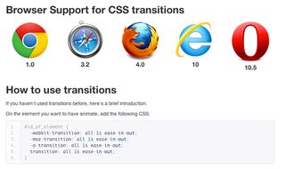 Browser support for CSS transitions