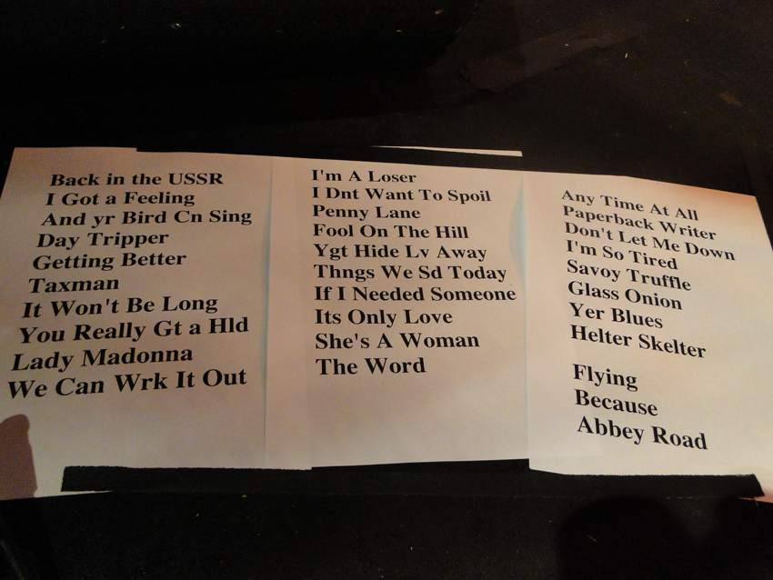 The setlist, which Mike Portnoy's daughter, Melody, helped select