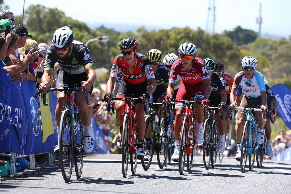 Nathan Haas is followed by Richie Porte