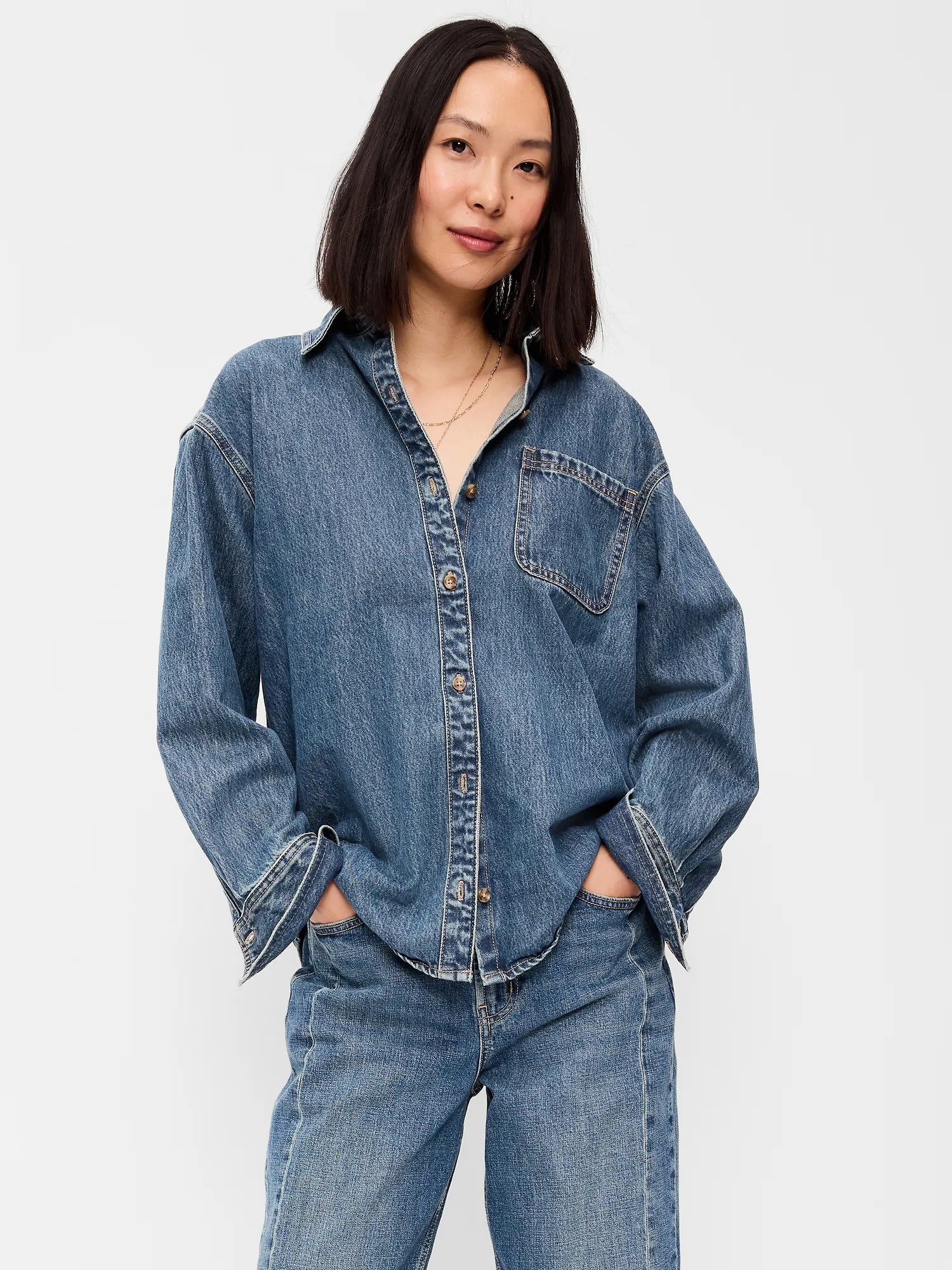 Old Navy, Oversized Boyfriend Button-Down Jean Shirt
