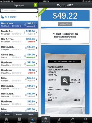 FreshBooks also has an iPad app for uploading photos of receipts to your account