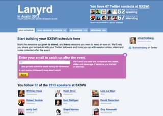 The excellent Lanyrd is a great way to find out who's going to a particular conference, and you can use it to arrange meet-ups for when you get there