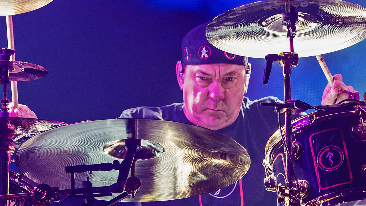 SEATTLE, WA - JULY 19: Neil Peart of Rush performs on stage during the R40 LIVE Tour at KeyArena on July 19, 2015 in Seattle, Washington. (Photo by Mat Hayward/Getty Images)