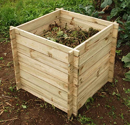Lacewing Outdoor Wooden Compost Bin Small 373 Litres - Composter With Traditional Slated Design for Natural Garden Compost 73cm X 73cm