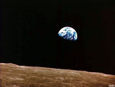 "Earthrise" seen by the Apollo 8 astronauts in December 1968. 