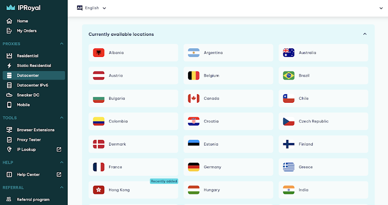 IPRoyal available location list