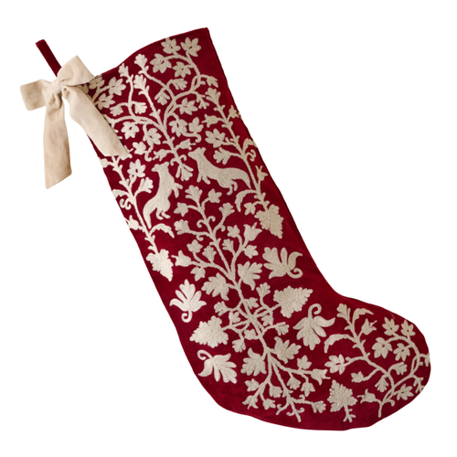 Embroidered Velvet Stocking