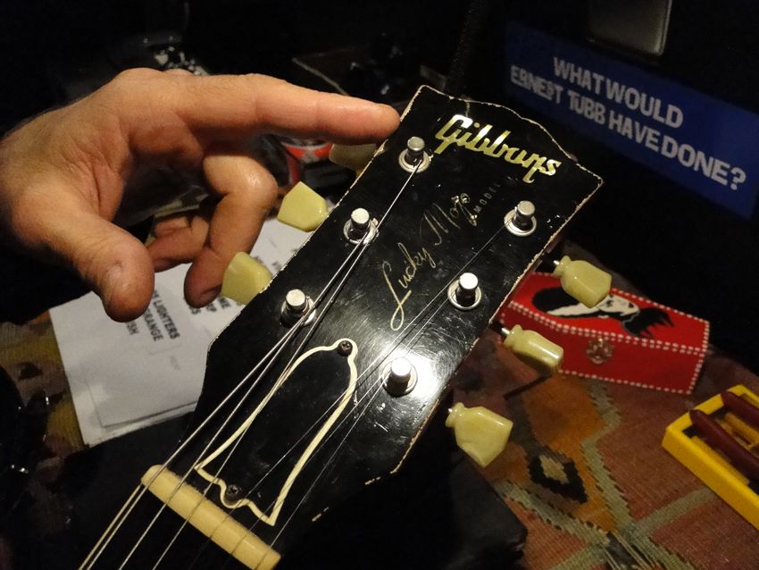 That's 'Gibbons' on the headstock of the John Bolin-built Pearly Gates replica