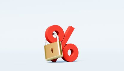 Fixed savings accounts concept with percentage sign and lock
