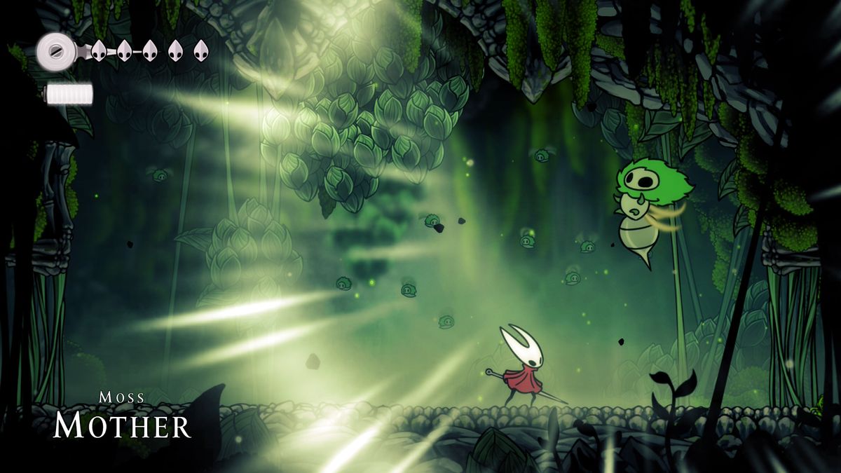 The Moss Mother tutorial boss in Hollow Knight: Silksong roars