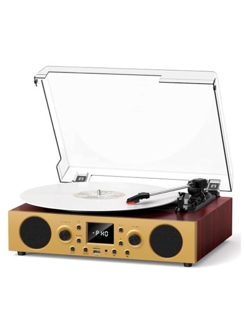 Red Burl Wood Bluetooth Record Player