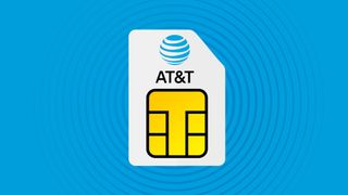 AT&T branded sim card on blue background