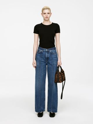 Coral Pintuck Relaxed Jeans