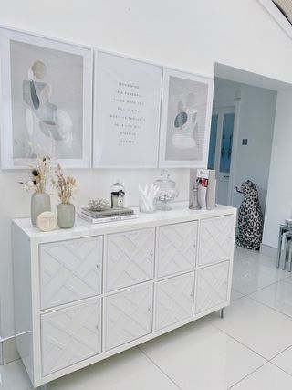 IKEA kallax hack white sideboard with patterned doors