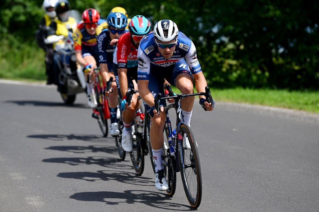 BIELSKOBIALA POLAND AUGUST 02 Bert Van Lerberghe of Belgium and Team Soudal Quick Step competes in the breakaway during the 80th Tour de Pologne 2023 Stage 5 a 1988km stage from Pszczyna to BielskoBiala 430m UCIWT on August 02 2023 in BielskoBiala Poland Photo by Dario BelingheriGetty Images