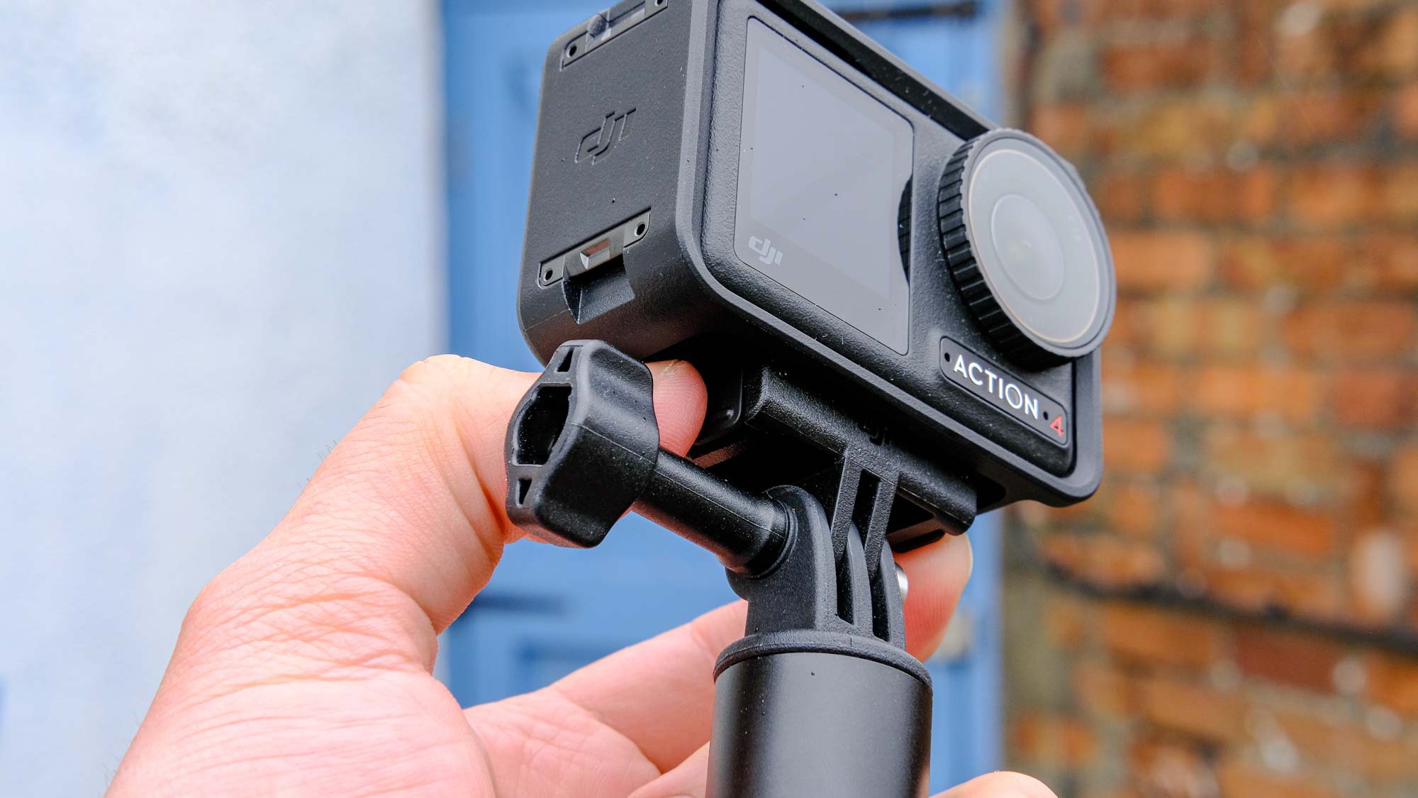 DJI Osmo Action 4 attached to tripod