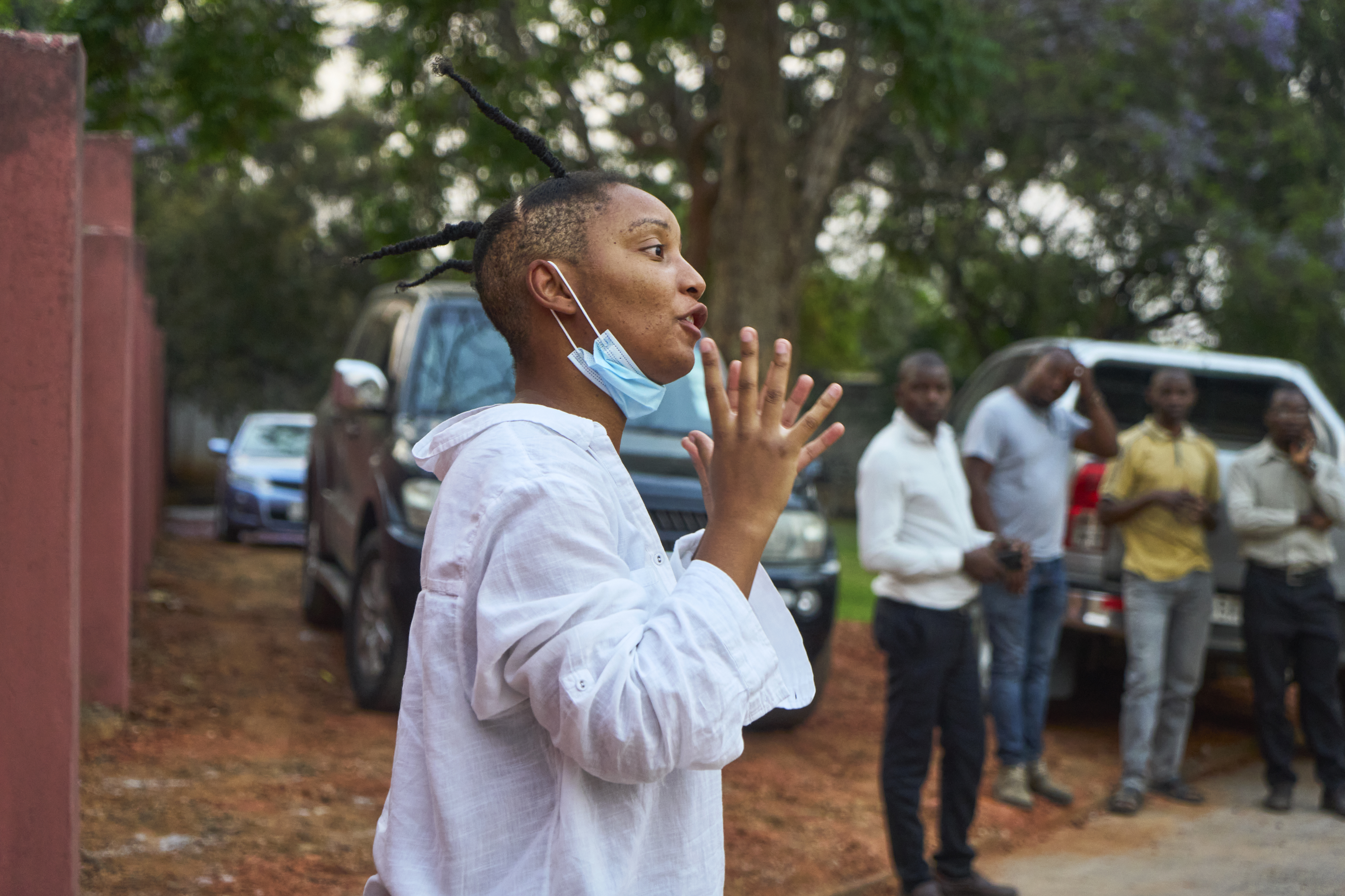 Director Rungano Nyoni on the set of 'On Becoming a Guinea Fowl.'