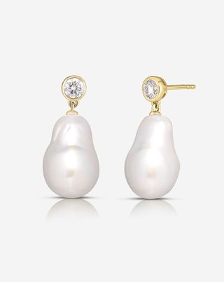 Organic Pearl + Diamond Earrings