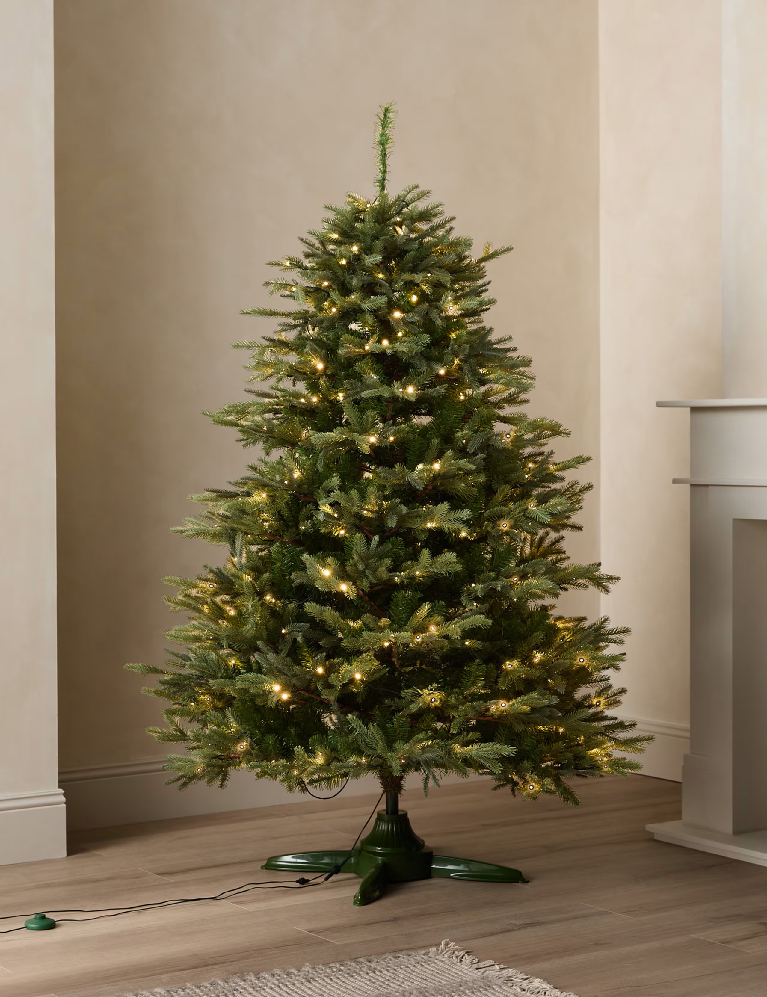 M&amp;amp;S, 6ft Pre-Lit Grand Fir Rotating Christmas Tree