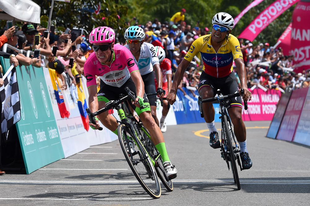 Rigoberto Uran (EF Education First-Drapac and Jhonatan Narvaez (Quick-Step Floors) finish stage 4 of Colombia Oro y Paz