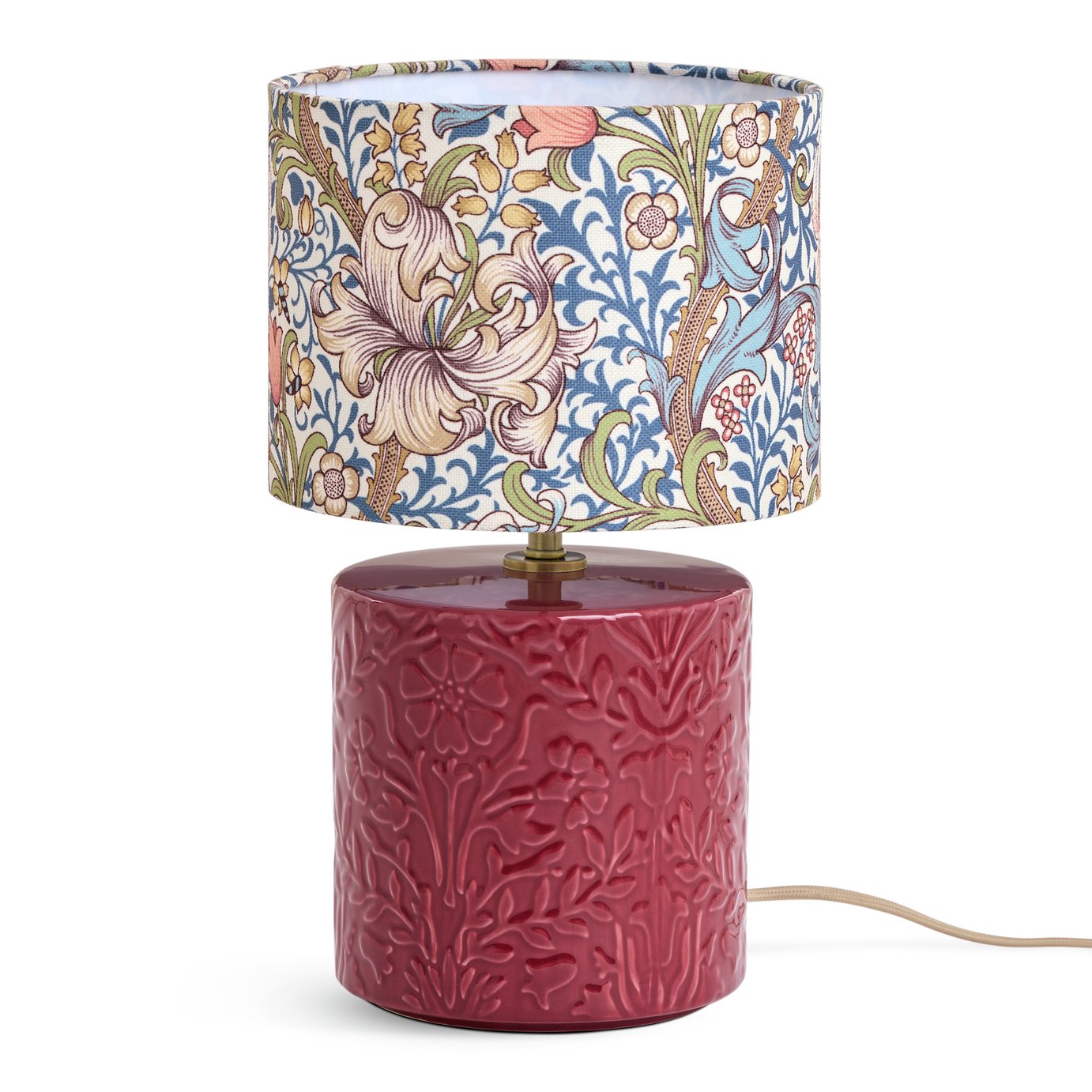 Habitat X Morris & Co. Golden Lily Ceramic Table Lamp- Berry
