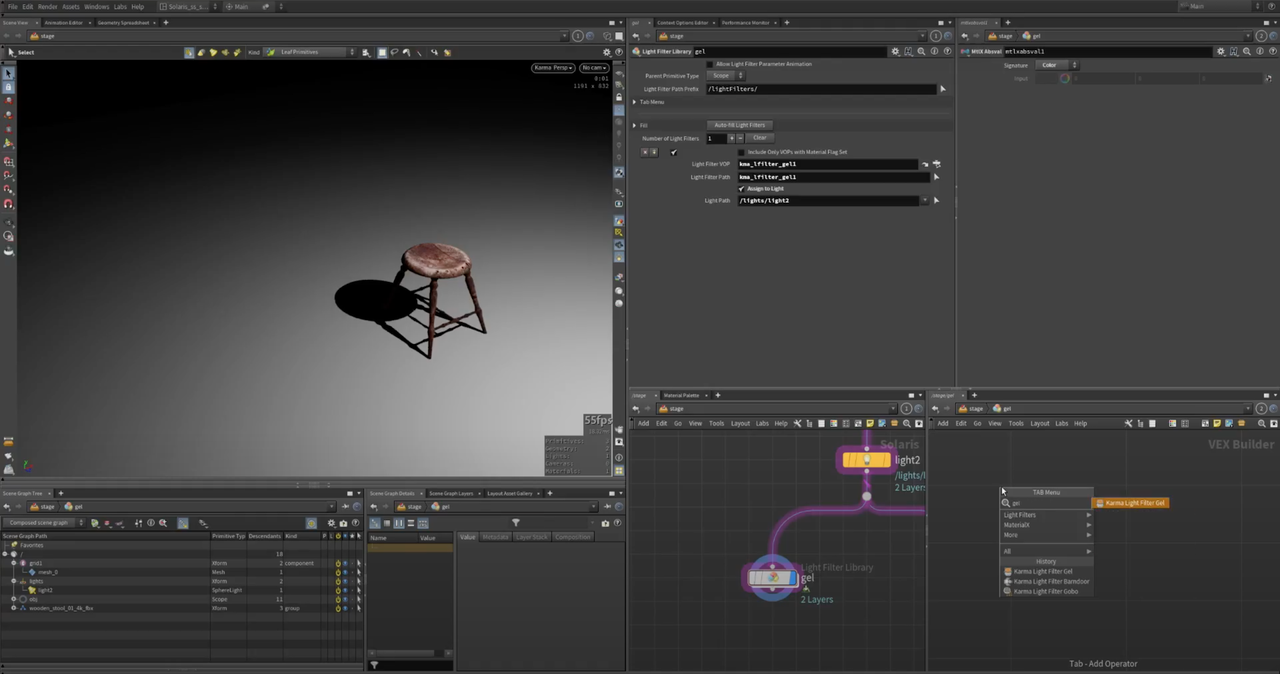 Light filters in Houdini