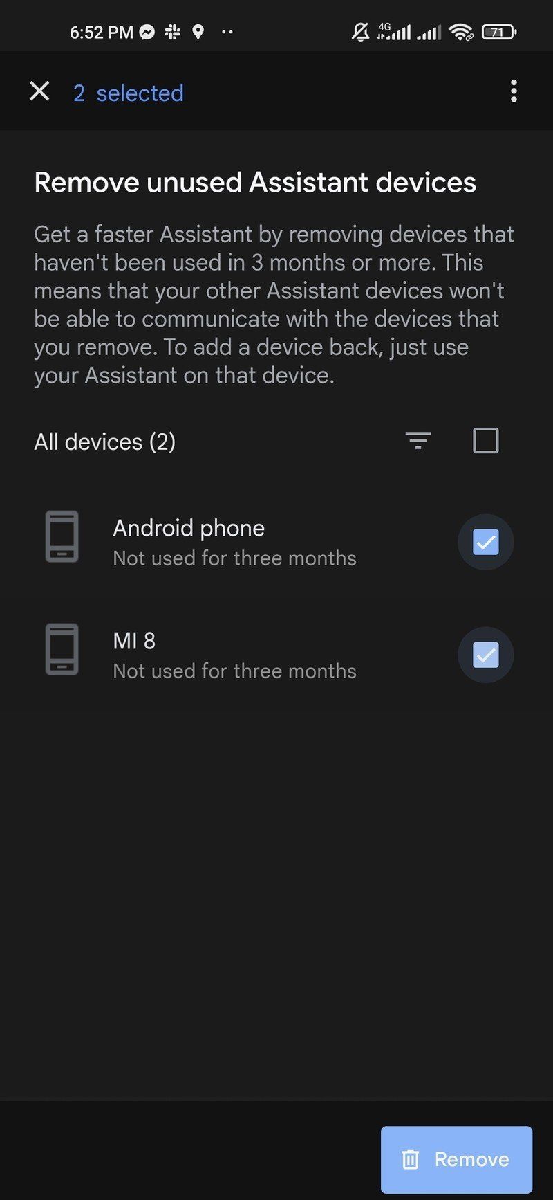 Google Assistant Remove Unused Devices